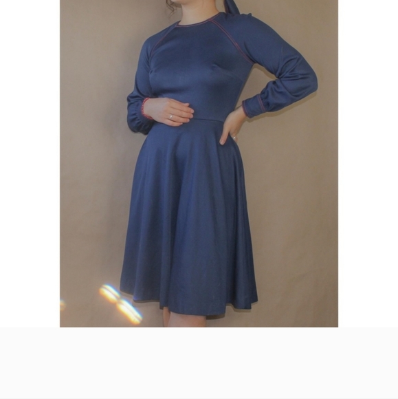 Vtg 70's hand made preppy swing sailor dress - Picture 2 of 6